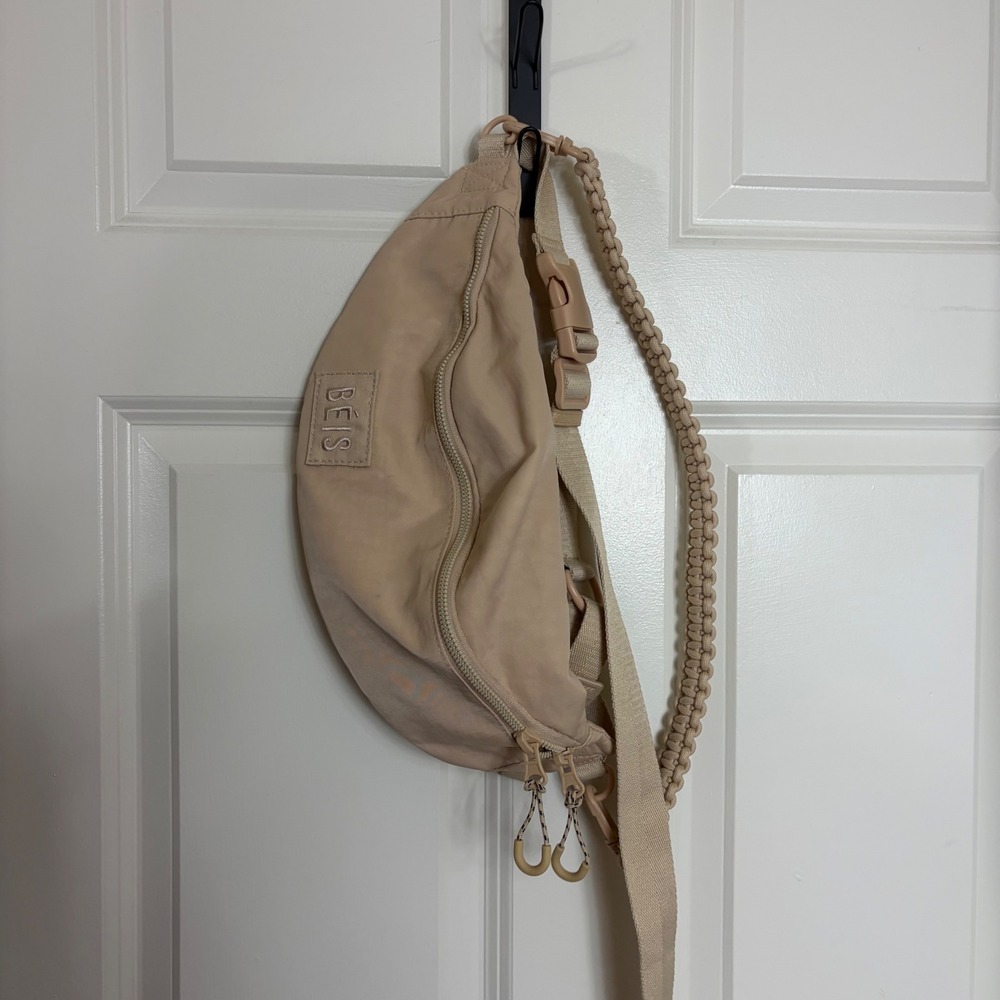 BEIS Sport Pack Belt Bag Beige Nylon Fanny Pack with Braided Paracord Detail